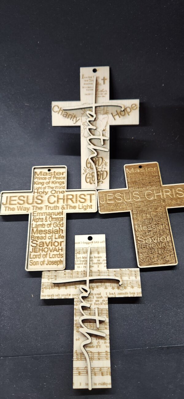 Cross faith hymm ornament, house or car decor...or personalize your own - Image 2