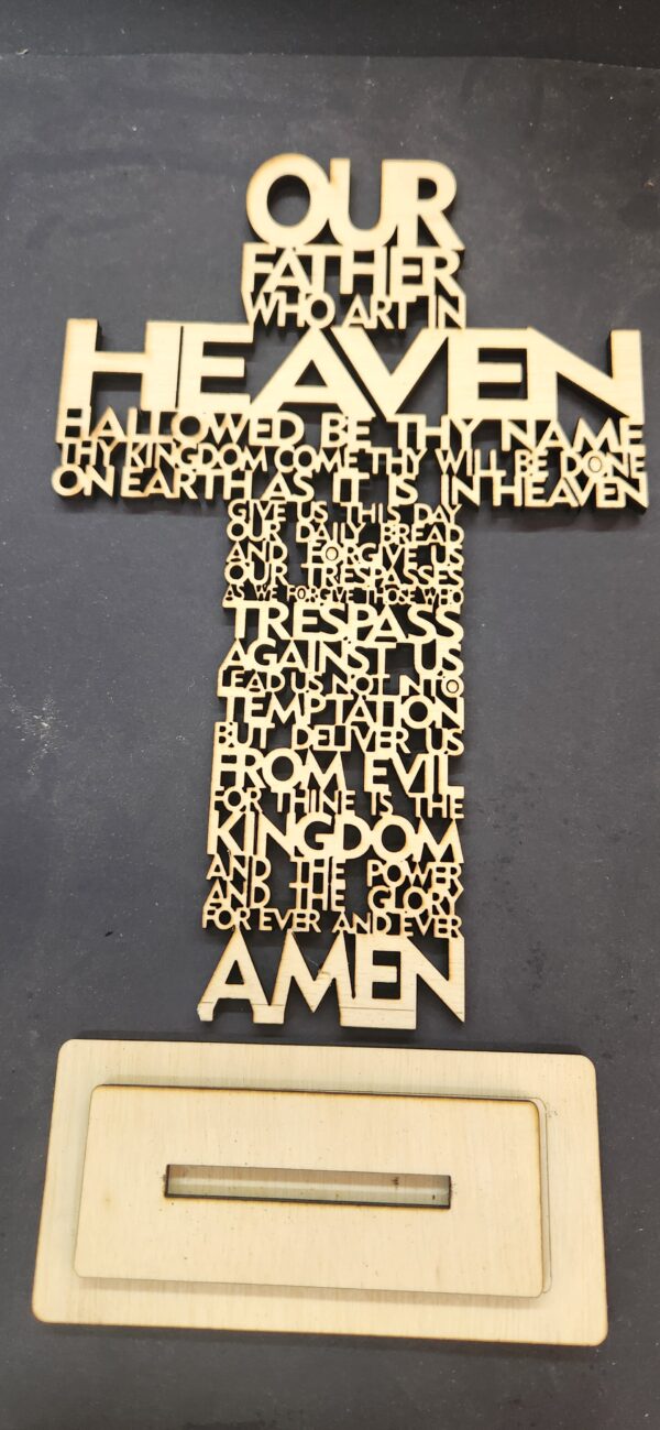 Our father prayer/Cross Jesus decoration- with personalized base