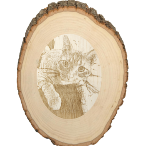 oval wood cat engrave