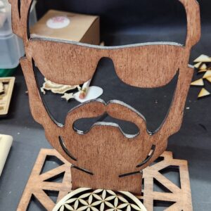 Bearded man glasses holder